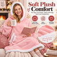 thumbnail image 3 of LuckyApr Wearable Blanket,Hoodie Blanket Oversized Sherpa Blanket for Adult(Pink), 3 of 8