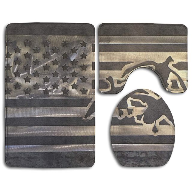 ABPHQTO Bandera de Estados Unidos de caza de patos Juego de alfombras de baño de 3 piezas Alfombra de baño Alfombra de contorno y tapa de inodoro ABPHQTO Cont-CHAPPLE-22450