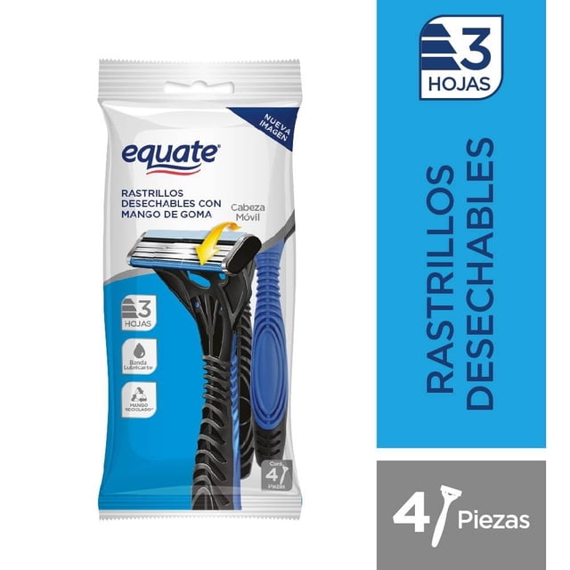 Rasuradora Equate desechable con mango egonómico de goma 4 pzas