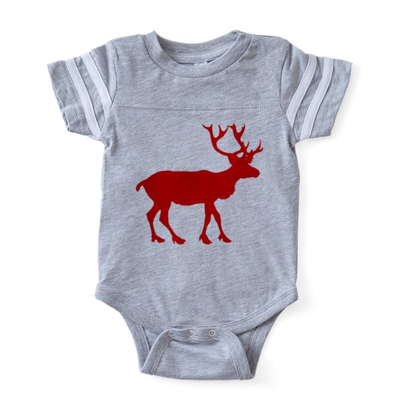 CafePress - Reindeer_Red - Cute Infant Baby Football Bodysuit