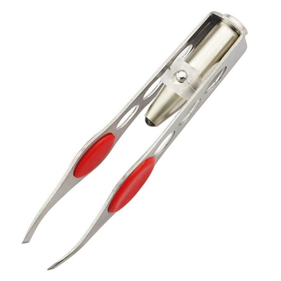 Steel Makeup Eyelash Eyebrow Hair Removal Tweezer With LED D4Q8 Light V2X2