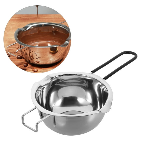 FELTECHELECTR 1Pcs Melting Chocolate Pot 304 Stainless Steel Double Boiler for Baking Cooking Silver Red Handle