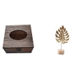 thumbnail image 1 of Estuche de pañuelos de escritorio,Caja de pañuelos faciales de madera estilo retro,Escultura de hoja,Estatua de hoja de metal,escultura de hoja,decoración para el hogar,Figura artística de, 1 of 8