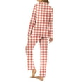 thumbnail image 3 of Wyongtao Plaid Pajama Sets for Women Soft Button Down PJS Long Sleeve Shirt Pajama Pants Sleepwear,Orange S, 3 of 4