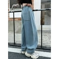 thumbnail image 7 of MQLKF Girls Fashion Cute Personality Pants Elastic Waist Wide Leg Jeans Casual Demin Pants With Pockets Cute Casual Loosw Girls And Boys Trousers, 7 of 7