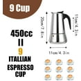 thumbnail image 3 of Stainless Steel Espresso Machine Hot Plate, Moka Pot, Espresso Machine, Percolator, Italian Coffee Maker, Capable Mocha Coffee Machine, Classic Coffee Maker, 600ml - 12 Cups, 3 of 5