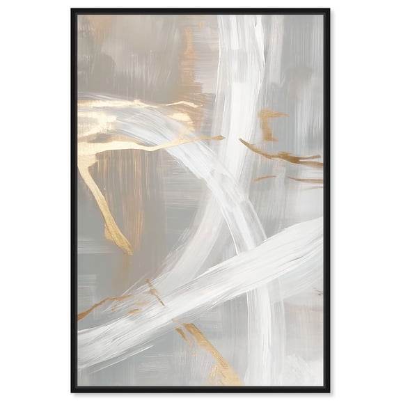 Silvered Spirals II Canvas Elegant Gold Abstract by Art Remedy, Black Frame, 10" x 15"