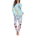 thumbnail image 1 of Renewold Soft Pajamas Set for Women Long Sleeve Scoop Neck Sweatpants Butterflies Floral Printed Shirts Winter Night Indoor Sleepwear Size 4XL, 1 of 5