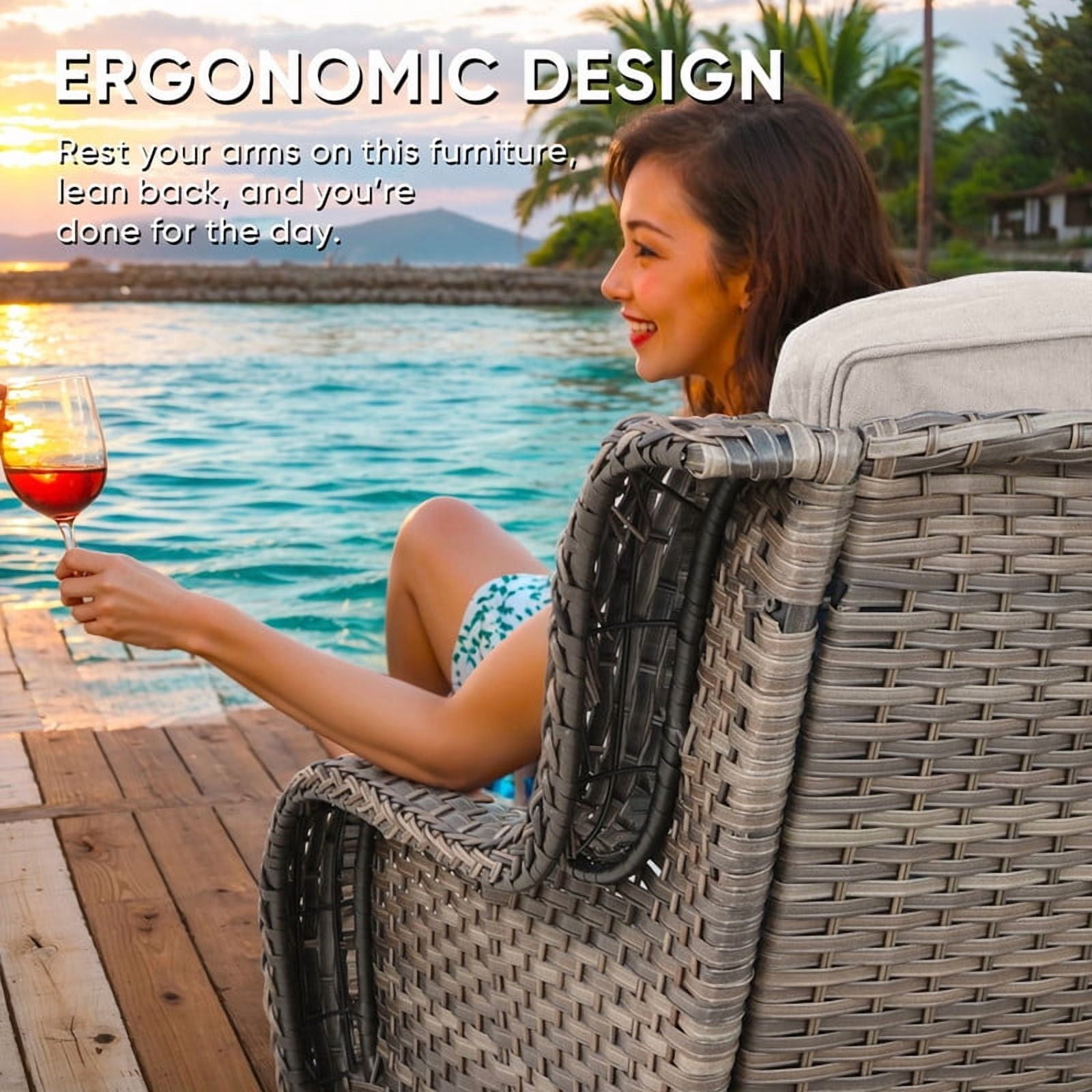 PARKWELL Outdoor Patio Furniture Set,All-Weather Conversation L-Shaped Sectional Sofa with Coffee Table and No-slip Thick Cushions,Backyard Porch Garden Poolside Balcony Set,Gray/Beige