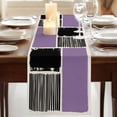thumbnail image 3 of Table Runners 72 Inches Long Dress Scarves, Purple Black Farmhouse Kitchen/Dining Table Runner, Coffee Tablerunners, Farmhouse Striped Modern Abstract Art 18x72 Inch, 3 of 9