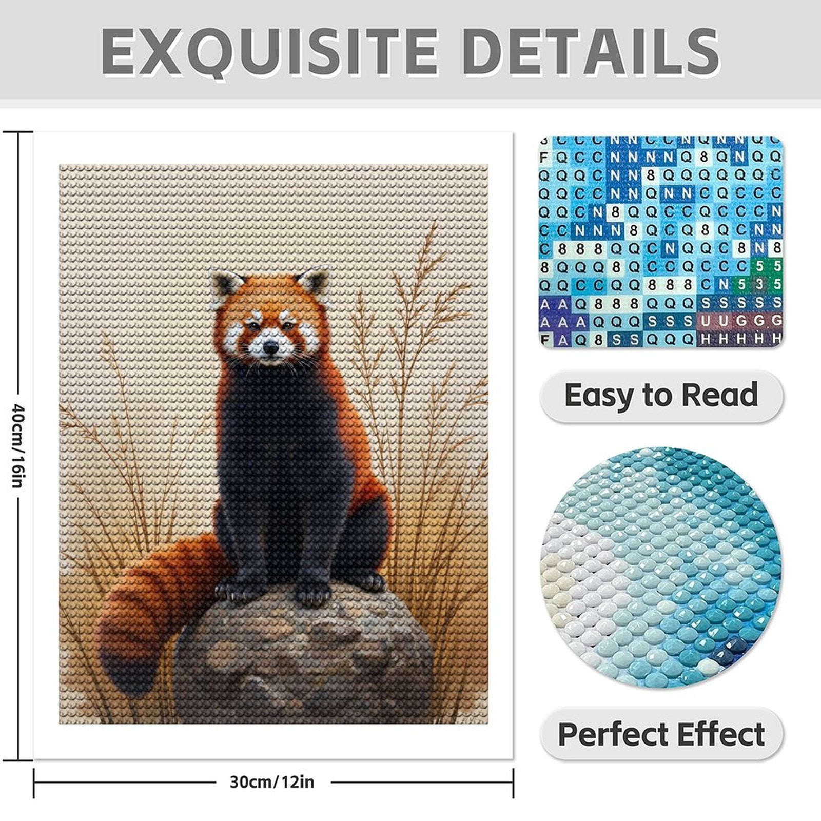 Diamond Art Kits for Adults - 5d Red Panda On Rock Diamond Painting for Adults, Diamond Art for Adults Beginners, Diamond Painting Kits for Adults for Home Wall Decor