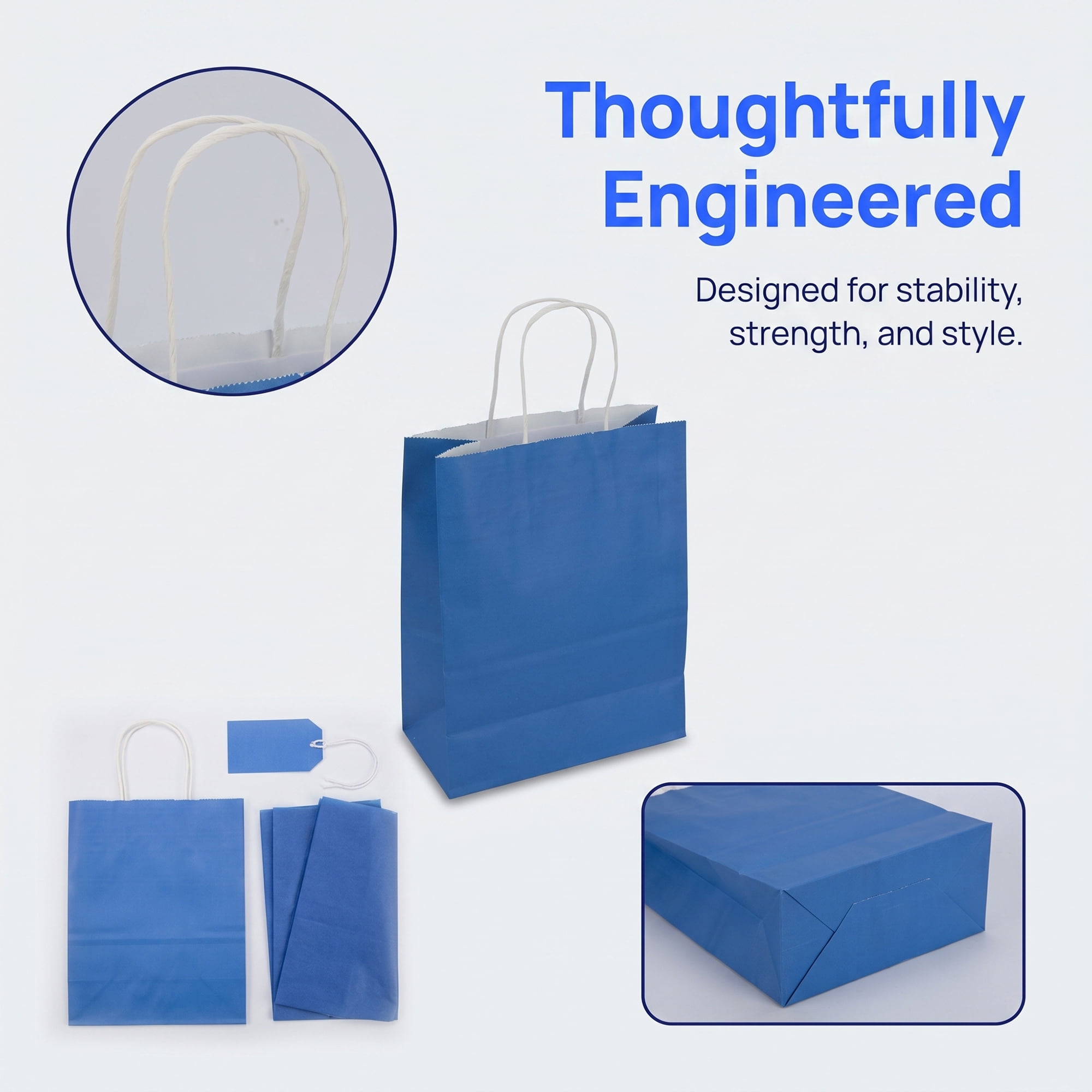 Unique Bargains 10Pcs Heavyweight Gift Bags with Handles Royal Blue 8.3" x 4.3" x 10.6"