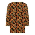 thumbnail image 4 of WTOBBY Women's Halloween Printed V-Neck Decorative Button Blouse with 3/4 Sleeve, Casual Short Sleeve Design Top for Fall Season, Comfortable Fashion Apparel,Saffron L, 4 of 5