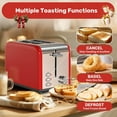 thumbnail image 4 of YSSOA Stainless Steel 2 Slice Toaster, 6 Browning Setting and Bagel/Defrost/Cancel Functions, Retro Compact Oven, Extra Wide Slot, Removable Crumb Tray, Red, 4 of 7