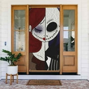 The Nightmare Before Christmas Door Cover Decorated Banner Tapestry Home Decoration Holiday Party Supplies Door Banner Porch Sign Banner 72.8 x 35.4 Inch
