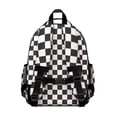 thumbnail image 3 of Black and White Checkered Backpack for School,Cute School Bag,Schoolbag with Adjustable Shoulder Straps & Padded Back,15.25"x11.5"x5.25", 3 of 6
