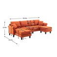 thumbnail image 6 of U-Shaped Sectional Sofa with Chaise lounge and Movable Ottoman, 108" W 5-Seater Corner Couch with Padded Cushions and 2 Pillows, Modular Sectional Sofa for Home Office Apartment, Orange, 6 of 9