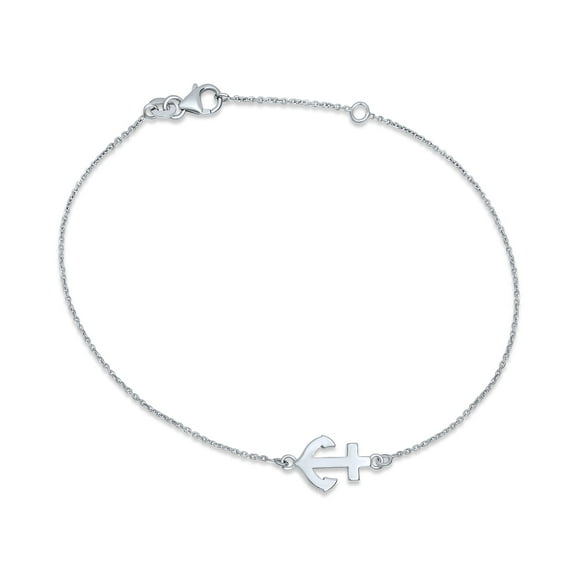 Bling Jewelry Womens Nautical Anchor Charm Anklet Ankle Bracelet Sterling Silver 9-10 Inch