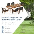 thumbnail image 5 of Expandable Wooden Outdoor Dining Set of 7, with Textilene Fabric Chairs, 4-8 Seater Patio Furniture, Adjustable Feet, Wood Table with Umbrella Hole, Ideal for Garden/Backyard/Deck, Black Chair, 5 of 9