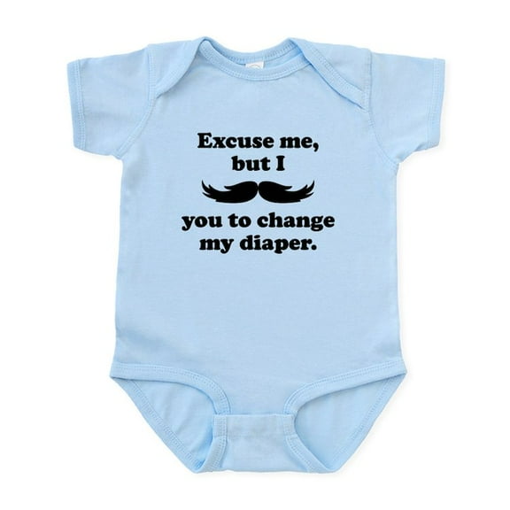 CafePress - Mustache You To Change My Diaper Body Suit - Baby Light Bodysuit, Size Newborn - 24 Months