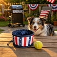 thumbnail image 4 of Aoznliie Dog Bowls, Patriotic Collapsible Woven Fabric Bowl with Carry Hook, 6x6x4 inch Portable Dog Water Bowl for Camping Walking, Red White Blue, 4 of 7