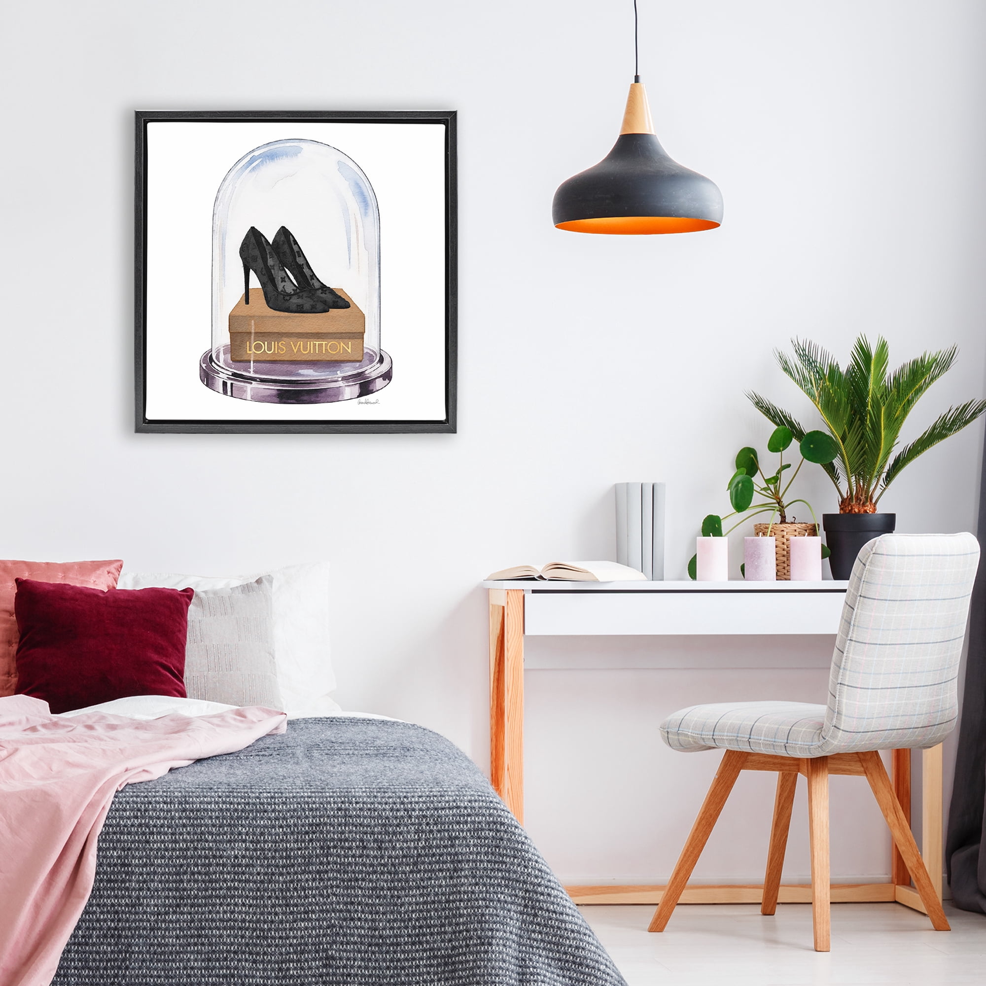 Stupell Industries Black Heels in Bell Jar Black Framed Floater Canvas Wall Art, design by Amanda Greenwood