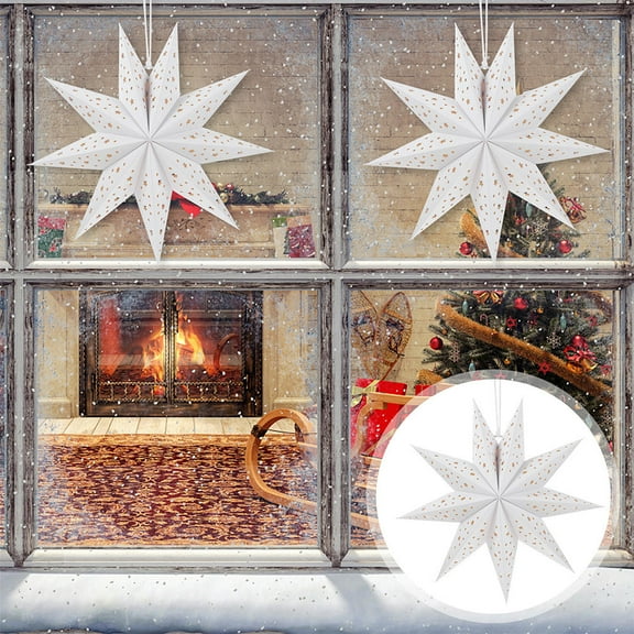 Worgeous 4 Pcs Filipino Parol Lantern Nine Pointed Star Hanging Decoration For Christmas