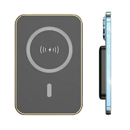 Hotpom Magnetic Power Bank, 5000mAh Portable Wireless Charger, Emergency Backup Power for Travel, Camping and Outdoor Activities,Compatible with iPhone, Samsung, Black