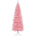 thumbnail image 1 of HOMCOM 7ft Tall Pencil Artificial Christmas Tree with Steel Base, Pink, 1 of 10