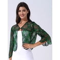 thumbnail image 2 of inlzdz Women's Sequined Wedding Evening Cape Vintage Disco 1920s Shawl Bolero Cardigan Shrug Flapper Cover up Black&Green One Size, 2 of 9