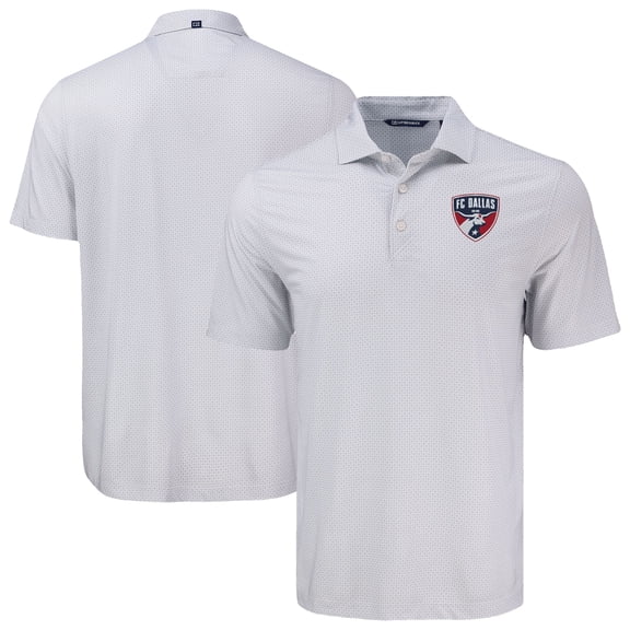 Men's Cutter & Buck Gray FC Dallas Pike Eco Diamond Dot Print Recycled Polo
