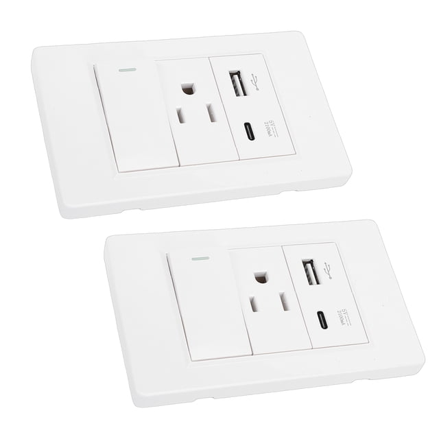 Toma De Pared, Toma USB Tipo C Con Puertos De Carga De 2,1 A Y Prevención De Sobrecarga, Para Reemplazo De Toma De Corriente De Pared Estándar