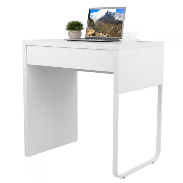 Otviap White Computer Desk With Drawer Writing Table For Home Study Office Small Space Use Com Computer Desk With Drawer Writing Table, Small White Computer Desk Ikea