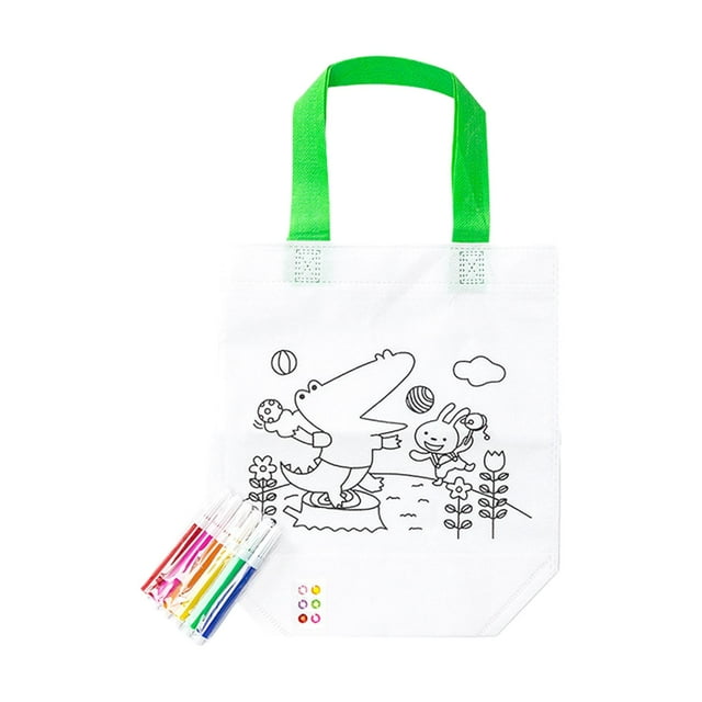 Bolsa de regalos para colorear, bolsa de regalos para fiestas, colorea tu propia bolsa para manualidades. Cocodrilo