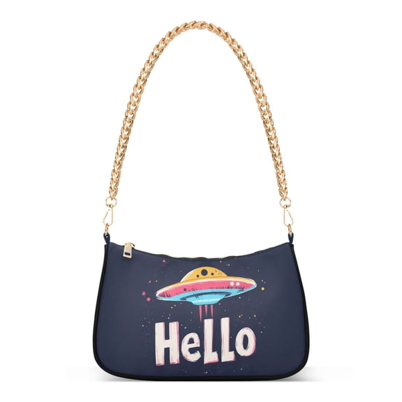 FORMRS Womens Shoulder Bag with Chain Strap Clutch Purse Cute Tote Handbag, Colorful UFO