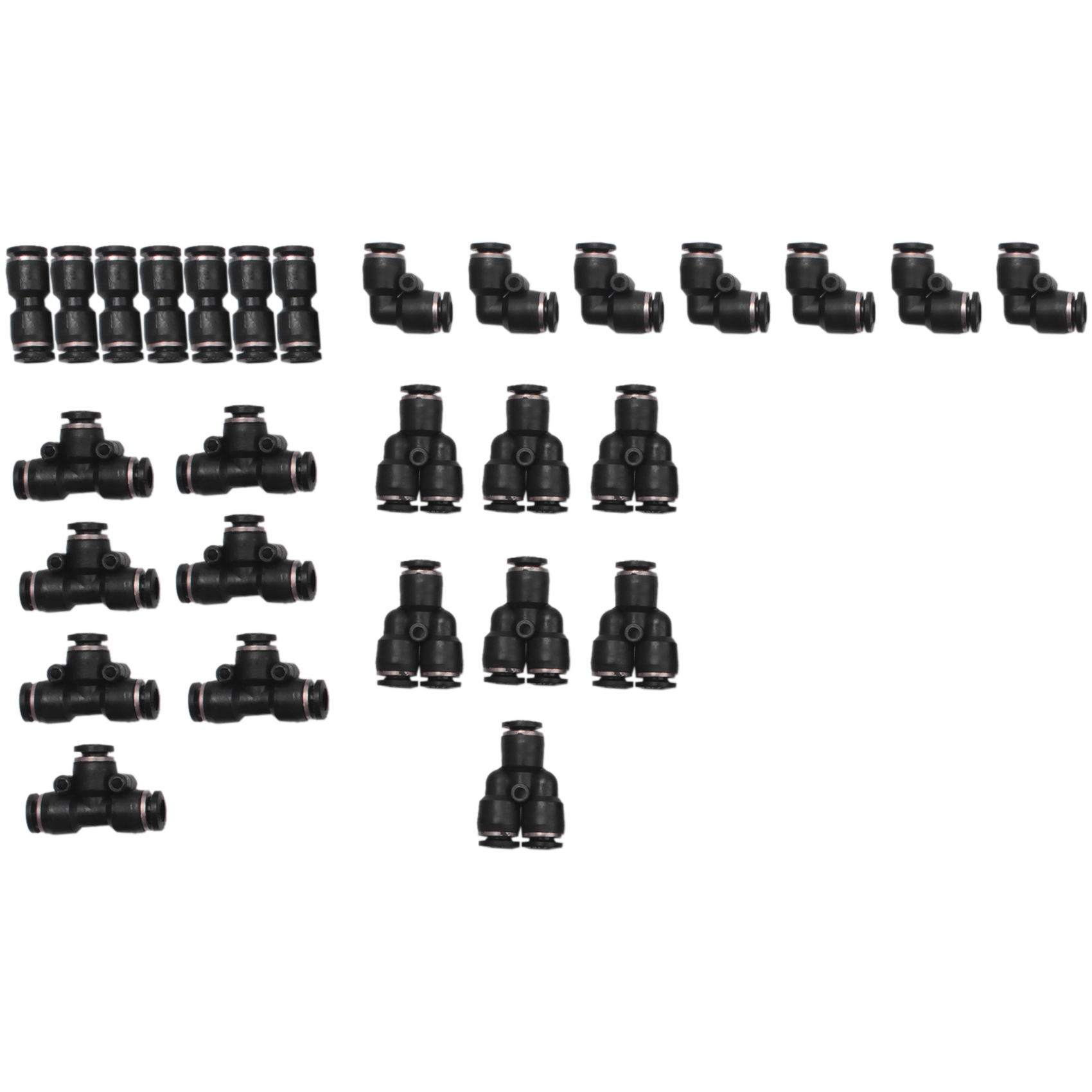 Push to Connect Fittings Air Line Pneumatic Fittings Kit 28 Pieces Air