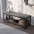 thumbnail image 3 of Musa Lower Storage Shelf Wood Vintage Gray Oak Bench, 3 of 16