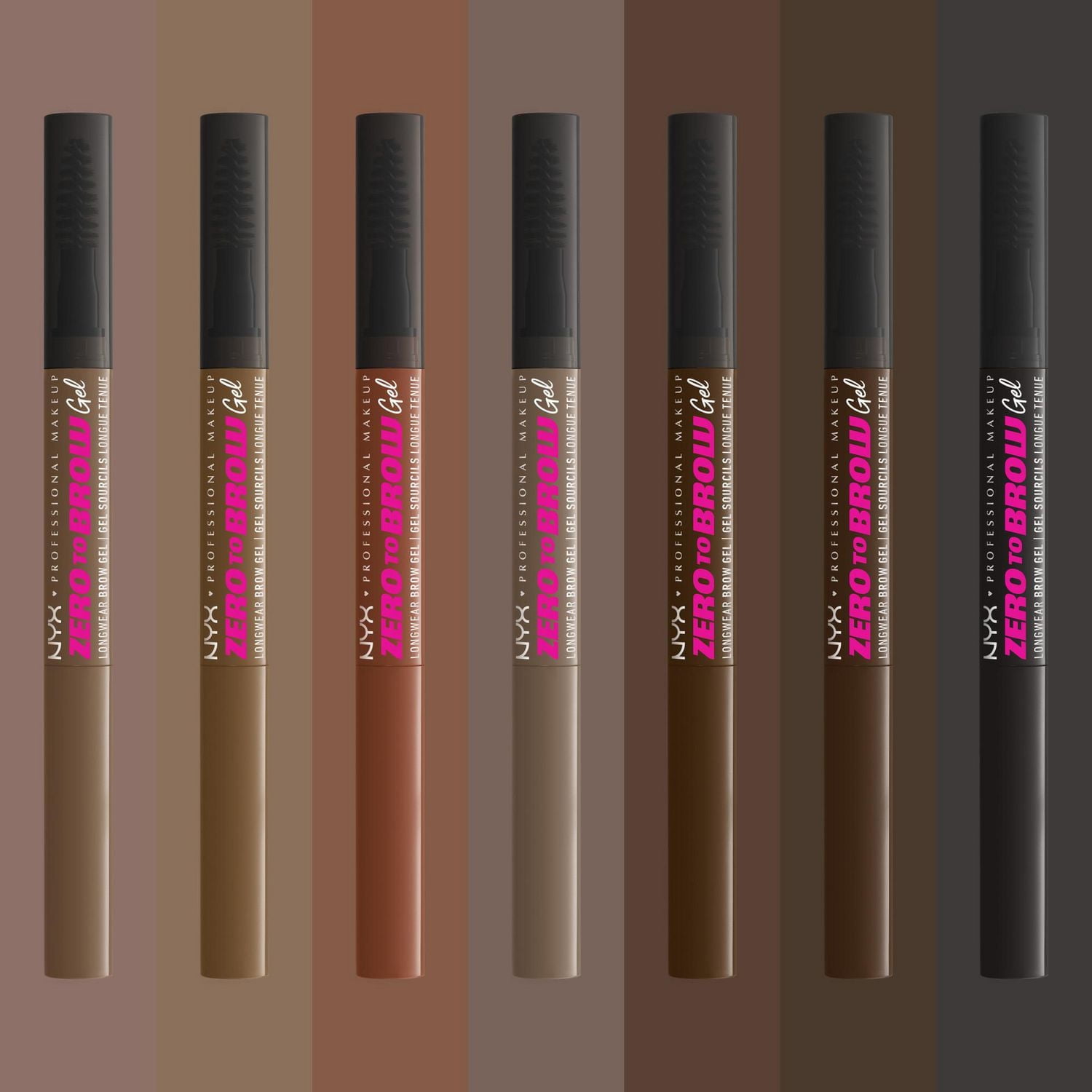 NYX PROFESSIONAL MAKEUP, Zero To Brow Longwear Gel, Dual-ended Liquid Eyebrow gel, Vegan Formula - Taupe