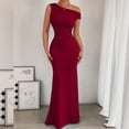 thumbnail image 3 of Women's Off-Shoulder Collar Waist Pleated Sleeveless Sexy Dress, 3 of 6