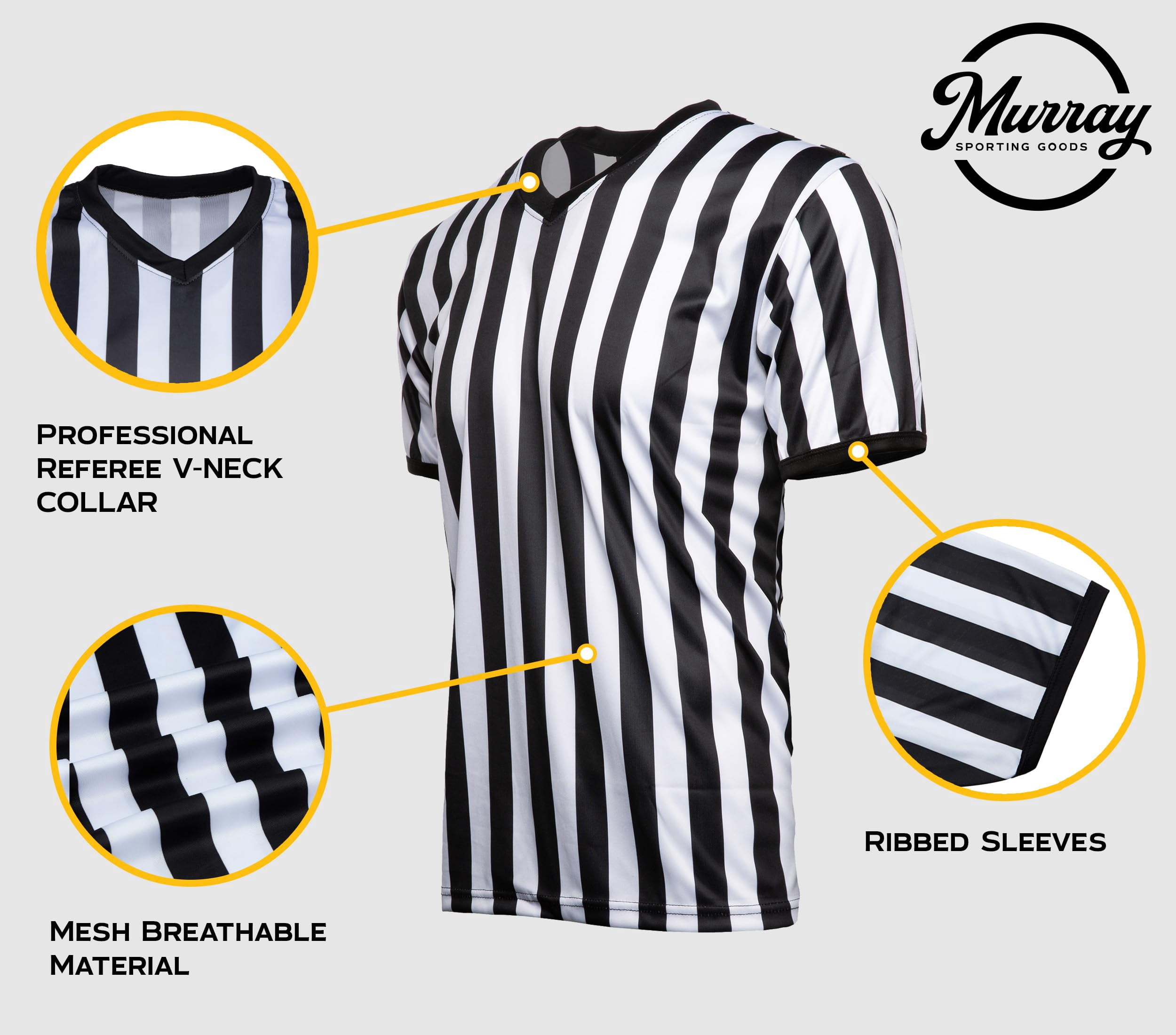 Lanola Men's V-Neck Referee Shirt | Men’s Official Short Sleeve Pro-Style V-Neck Officiating Apparel
