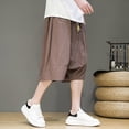 thumbnail image 4 of Angala Mens Summer Shorts Solid Color Elastic Waist Shorts Summer Breathable Seaside Holiday Casual Mens Shorts Size Xl Coffee, 4 of 6
