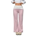 thumbnail image 3 of Women's Fold Over Wide Leg Yoga Pants Stretchy Bell Bottom Roll Up, 3 of 9