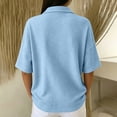 thumbnail image 4 of Women's Waffle Polos Shirts Short Sleeve Henley T Shirt Summer Casual Loose Tops, L, 4 of 4