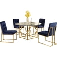 thumbnail image 2 of Kina 5-pieces Blue/Gold Plated 60" Dining Set, 2 of 2