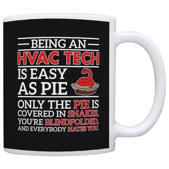 ThisWear Fathers Day Mug Being an HVAC Tech is Easy as Pie Dad Mug Grandpa Mug Coffee Mug Black