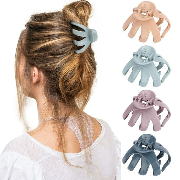 NOGIS Big Claw Hair Clips for Thick Hair, 3.2'' Octopus Clips Large Hair Claw Clips for Women and Girls, Neutral Hair Jaw Clips Strong Hold Jumbo Hair Clip for All Hair Types, 4 Packs