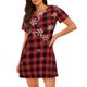 thumbnail image 1 of Disketp Red Buffalo Plaid para Camisón Corto de Manga Corta para Mujeres, Camisón Cómodo con Escote Redondo, Bonito y Confortable, 1 of 6