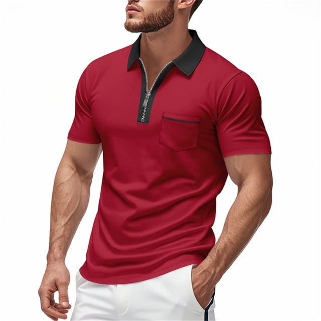 Men's Short Sleeve Zipper Down Collar Shirt - Gradient Print, Polyester Material, Perfect for Business, Casual & Summer