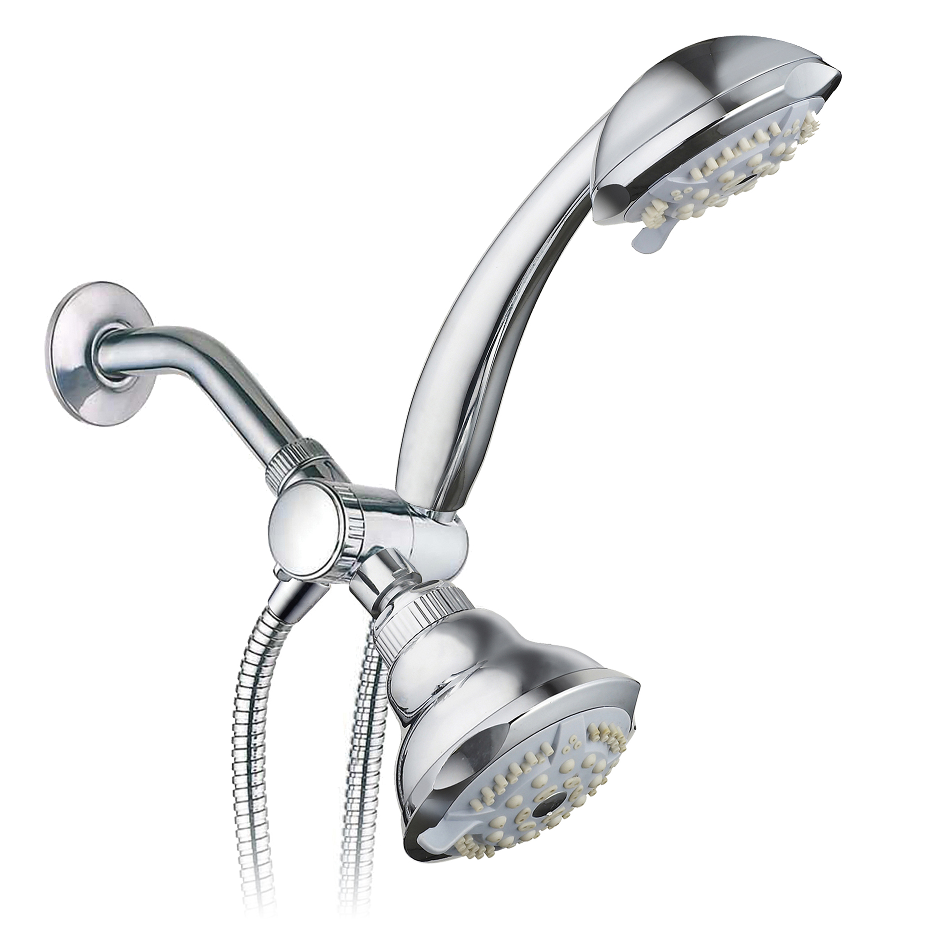 DreamSpace High Pressure 35 Setting Luxury 2-In-1 Showerhead Combo with Stainless Steel Hose - Use Fixed and Handheld Shower Head Separately Or Together / Chrome Finish / Top Us Shower Brand