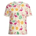 thumbnail image 5 of Flamingo Pattern Women's Short Sleeve Tops Casual Blouses T Shirt, 5 of 6